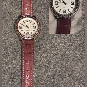 Elegant Pink Watch with Textured Strap